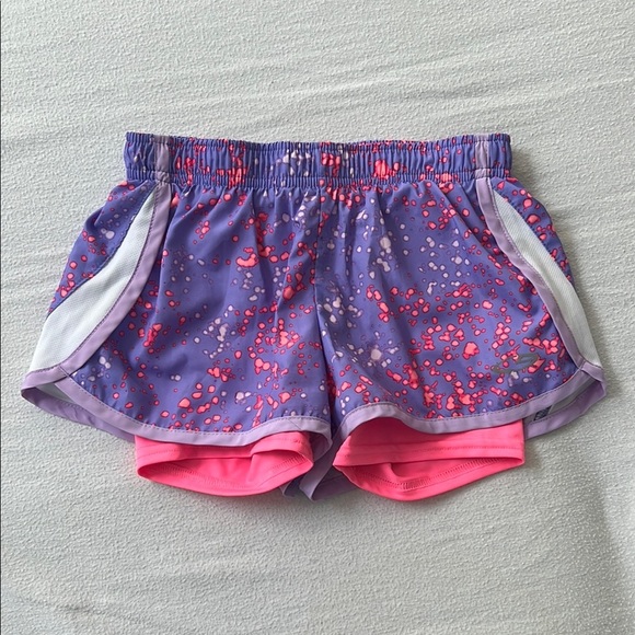 Champion Purple and Pink Athletic Shorts with Layered Design - Picture 1 of 4